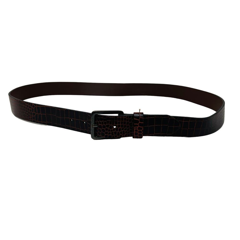 NEW! George Faux Cocodile Printed 100% Leather Belt - 2XL